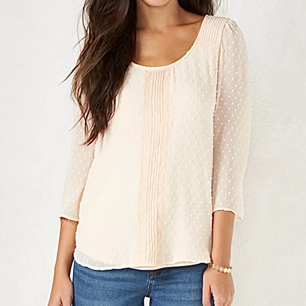 LC Lauren Conrad Swiss Dot Blouse (Blush Pink) - Large